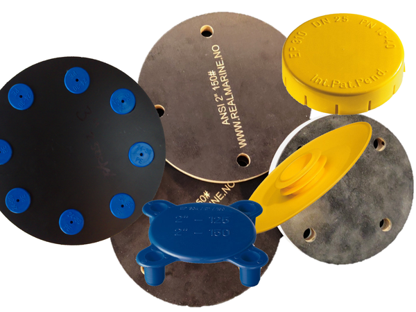 Skyddsplattor och kapslar för rör och flänsar från Reál Marine, offshore industri.