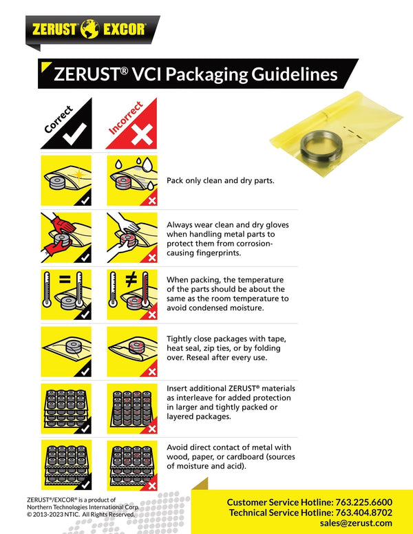 ZERUST VCI förpackningsguide – instruktioner med bilder för skydd av metall från korrosion, Reál Marine