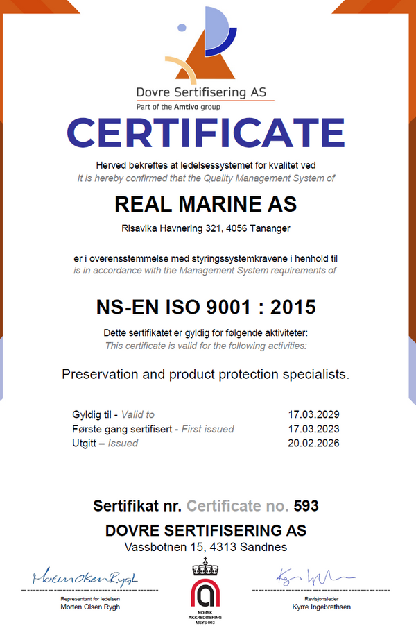 Vi er re-sertifisert i ISO 9001!